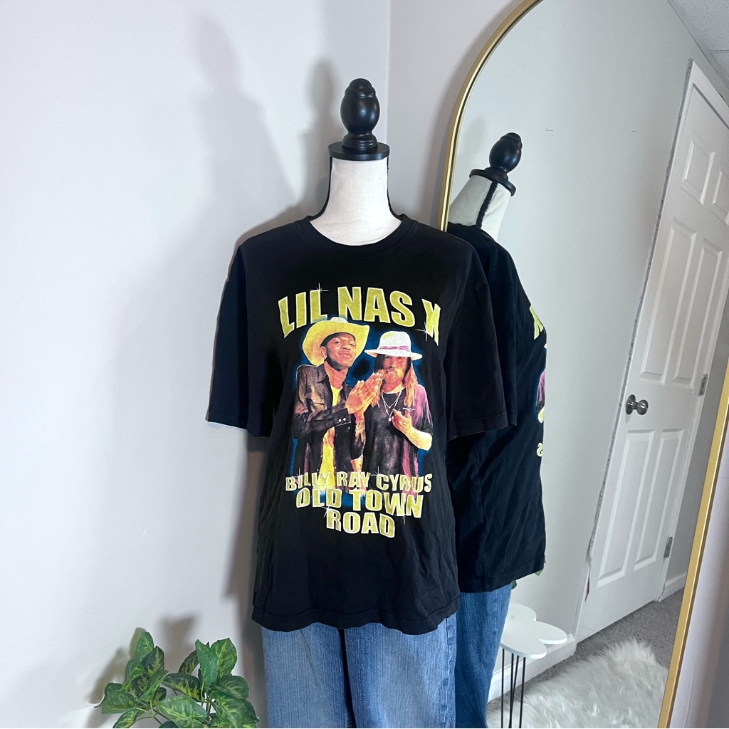 HM Black Lil Nas X Billy Ray Cyrus Graphic TShirt